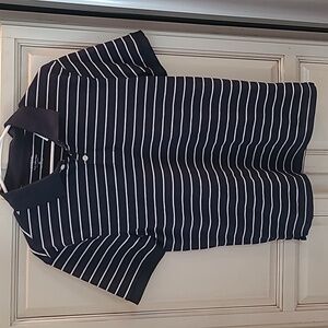 J. Crew Blue and White Flex Piqué Polo